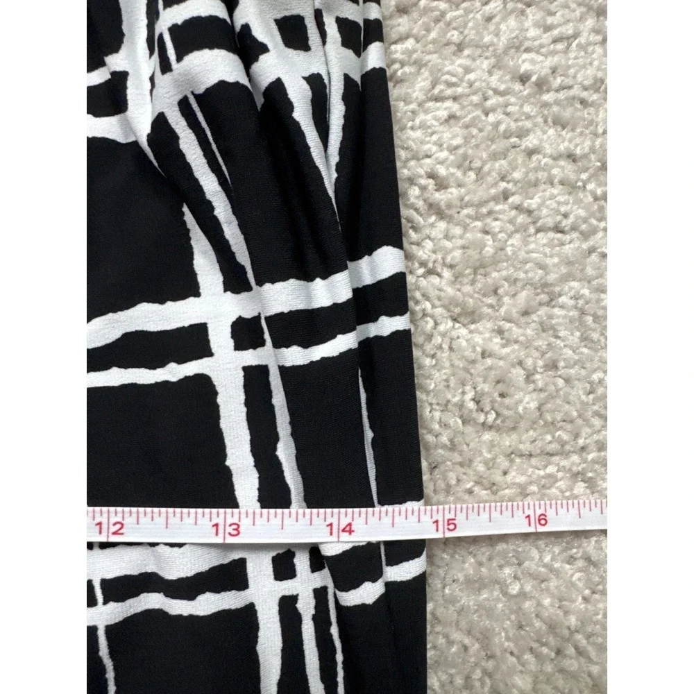 Calvin Klein Sleeveless Top Women L Black White Excellent Pleated Shell Blouse - Picture 6 of 7